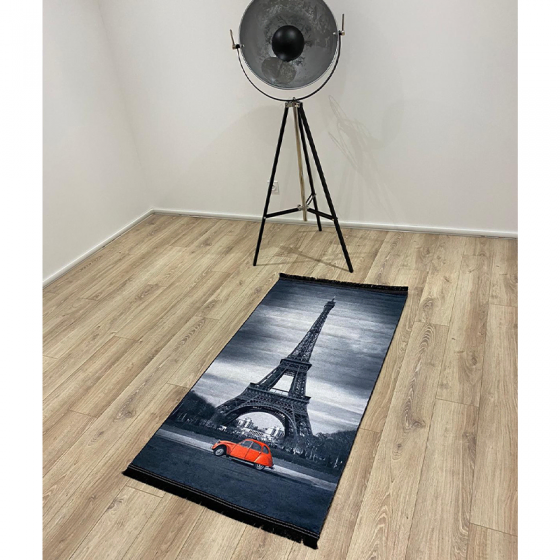Tapis lavable imprimé tour Eiffel gris - MIA 33770