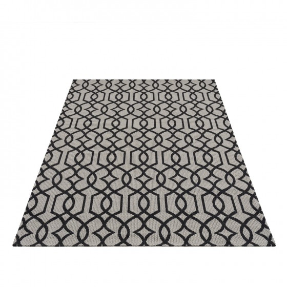 Tapis en coton gris noir - KILIM 21563
